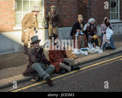 Victorian characters at the Portsmouth Victorian Festival of Christmas 2016 Stock Photo