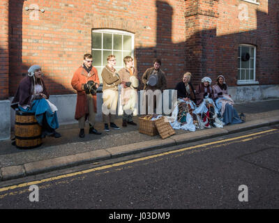 Victorian characters at the Portsmouth Victorian Festival of Christmas 2016 Stock Photo