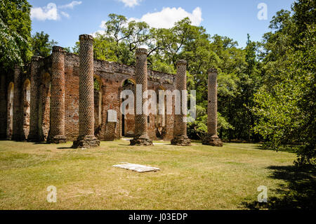 Sheldon Church (Prince William's Parish Church), Beaufort, South Carolina Stock Photo