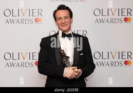 Jamie Parker with the award for best actor at the Olivier Awards 2017, held at the Royal Albert Hall in London. Stock Photo