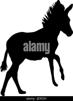 Hand drawn silhouette of a wild zebra on the run Stock Vector