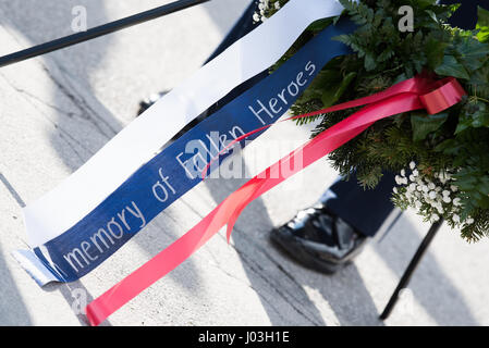 American Honor Guard at the ceremony for the fallen US fighter plane in World War II at the Andraz nad Polzelo, Slovenia on April 8, 2017. (Photo by: Rok Rakun/Pacific Press) Stock Photo