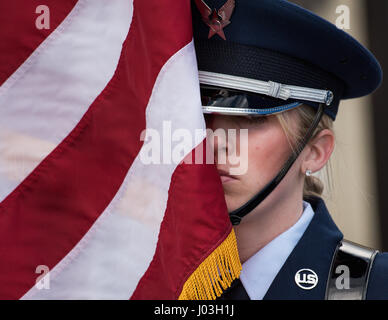 American Honor Guard at the ceremony for the fallen US fighter plane in World War II at the Andraz nad Polzelo, Slovenia on April 8, 2017. (Photo by: Rok Rakun/Pacific Press) Stock Photo