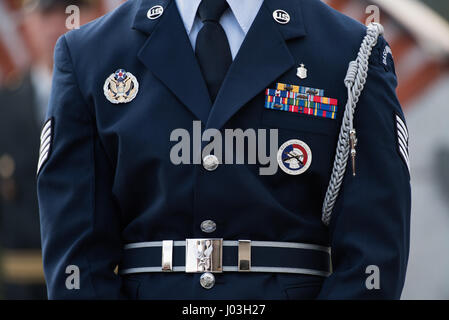 American Honor Guard at the ceremony for the fallen US fighter plane in World War II at the Andraz nad Polzelo, Slovenia on April 8, 2017. (Photo by: Rok Rakun/Pacific Press) Stock Photo