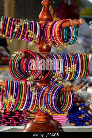 Bangles on sales at Indian Market Stock Photo