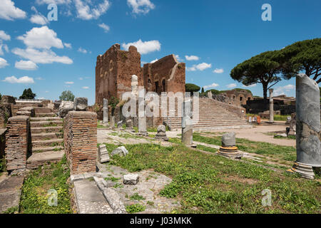 Rome. Italy. Ostia Antica. The Roman Forum & Capitolium (centre), 120 AD. Stock Photo