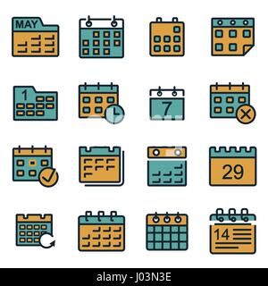 Vector flat calendar icons set on white background Stock Vector