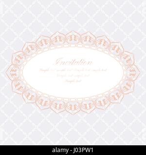 Round ornate frame with place for text. Stylish invitation card. Elegant greeting card. Vector element of graphic design Stock Vector