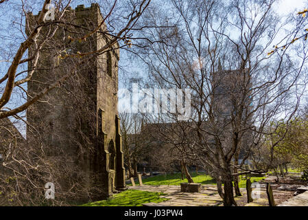 The two St. Thomas churches in Heptonstall village, Calderdale West Yorkshire. Stock Photo