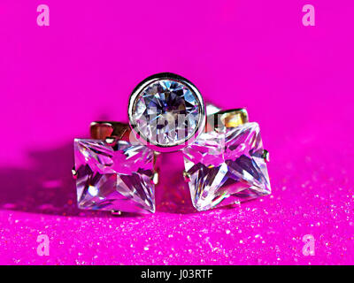 Diamond like cubic zirconium ring and earing jewelry Stock Photo