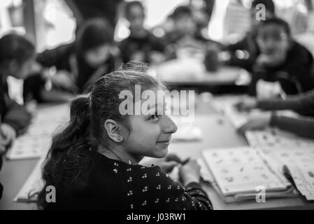 The Olive Tree School teaches Turkish to Syrian refugee children in Istanbul, Turkey. Stock Photo