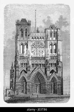 Vintage engraving of  Saint Peter in York  known as York Minster in York, England.Built in Early English perpendicular style completed in XV century Stock Photo