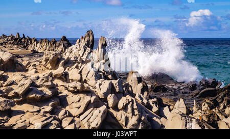 Dragons teeth coastline rock formation on Maui, Hawaii, USA Stock Photo