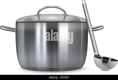 A stainless pan isolated on a white background  Vector illustration Stock Vector