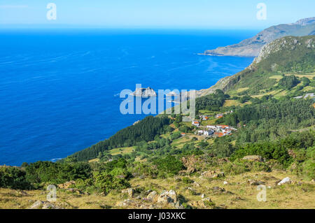 Panoramic view from San Andres de Teixido, La Coruna, Spain Stock Photo