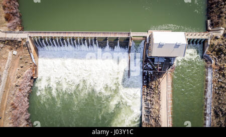 aerial view of historic Boise River Diversion Dam in Idaho Stock Photo