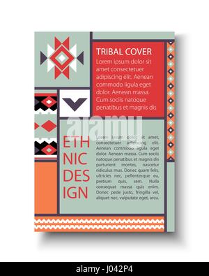 Tribal ethic colorful brochure flyer Stock Vector