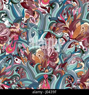 Seamless pattern background with abstract ornaments. Hand draw illustration Stock Vector