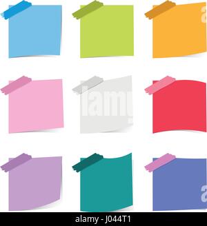 Colorful sticky notepaper on white background Stock Vector