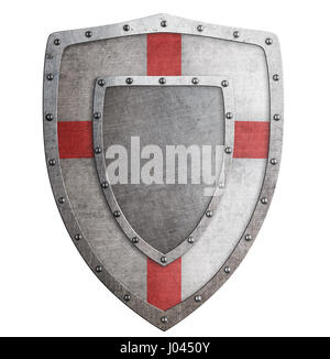 Old templar or crusader metal shield 3d illustration Stock Photo