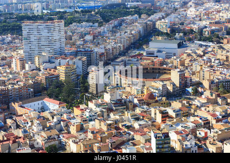 Alicante aerial view with the bullring, Plaza de Toros Alicante, Alicante, Spain Stock Photo