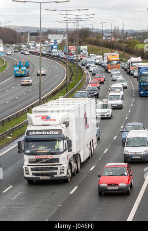 Traffic jams congestion on the M6 motorway.