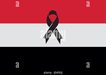 Egypt terror - black ribbon condolence on Egyptian flag vector illustration Stock Vector