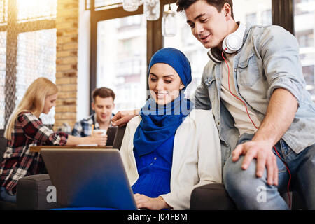 International students using laptop Stock Photo