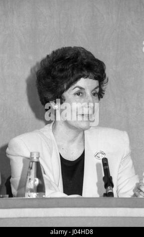 Gillian Shephard, minister of State at the Treasury and Conservative party Member of Parliament for Norfolk South west, attends a party press conference in London, England on March 5, 1992. Stock Photo