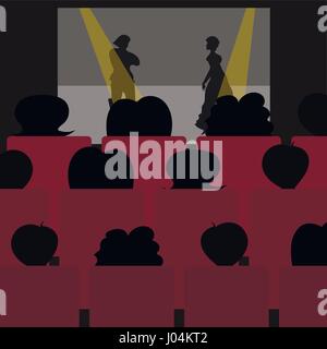 Theatrical performance on the stage Stock Vector