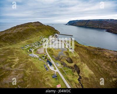 Barents Sea coast North Cape (Nordkapp) in northern Norway aerial photography. Stock Photo