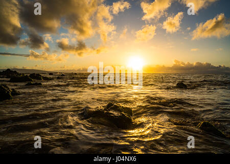 Wailea Sunset, Mokapu Beach, Maui, Hawaii Stock Photo
