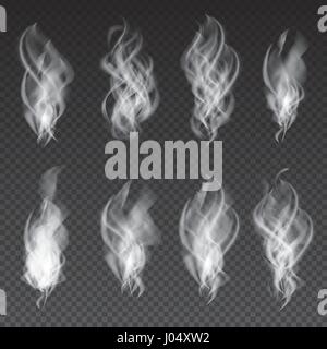 Smoke Set Isolated on Transparent Background. Vector Illustration. Stock Vector