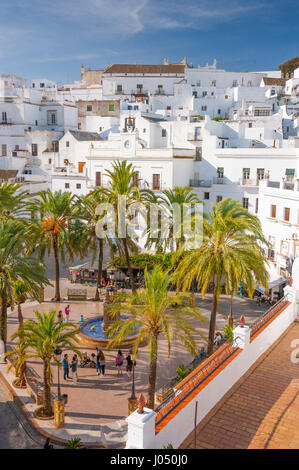 Plaza de España in Vejer de la Frontera, White Towns of Andalusia, Pueblos Blancos, province of Cádiz, Spain Stock Photo