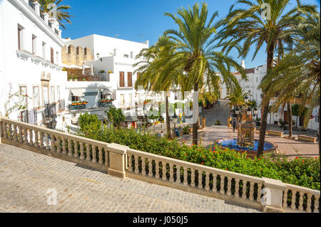 Plaza de España in Vejer de la Frontera, White Towns of Andalusia, Pueblos Blancos, province of Cádiz, Spain Stock Photo