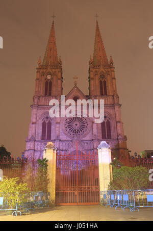 Sacred Heart Cathedral in Guangzhou China. Sacred Heart Cathedral is one of the few churches in the world to be entirely built of granite, including a Stock Photo