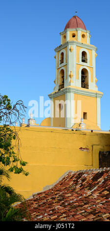 Tower of the San Francisco de Asis Church being by the main square in Trinidad the most tourist city on Cuba Stock Photo
