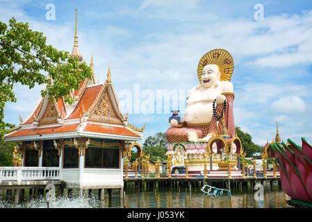 KOH SAMUI, THAILAND - OCTOBER 21, 2016: Wat Plai Laem temple big Buddha statue on the resort Samui island Stock Photo