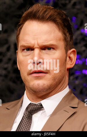 Tokyo, Japan. 11th April, 2017. Actor Chris Pratt attends a press conference for the film Guardians of the Galaxy Vol. 2 on April 11, 2017, Tokyo, Japan. The cast members attended a press conference the day after kicking off the Galaxy Carpet Event's world tour in Tokyo. The film will be released on May 12 in Japan. Credit: Rodrigo Reyes Marin/AFLO/Alamy Live News Stock Photo