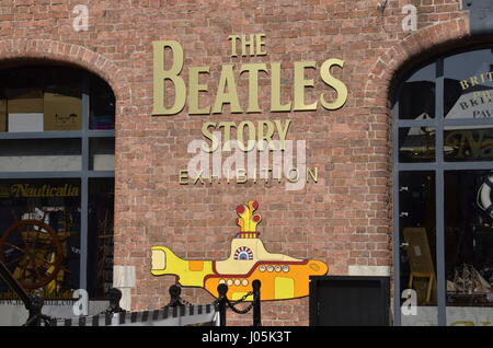 The Beatles Story exhibition at Albert Dock in Liverpool.The once working dockland area is a tourist and leisure attraction Stock Photo