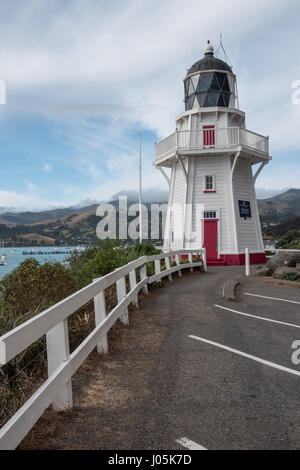 Akaroa lighthouse, South Island, New Zealand. Stock Photo