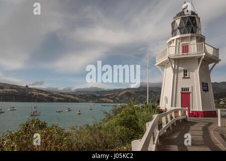 Akaroa lighthouse, South Island, New Zealand. Stock Photo