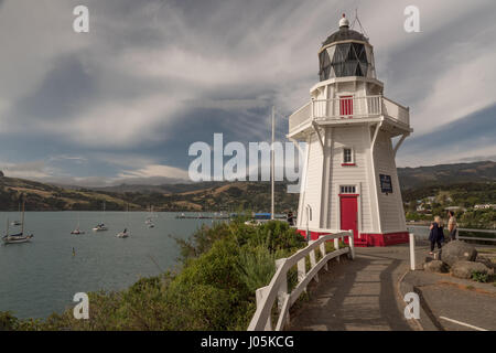 Akaroa lighthouse, South Island, New Zealand. Stock Photo