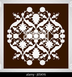Laser cut floral arabesque ornament pattern vector. Template cutting wedding invitation, greeting card. Silhouette pattern printing, engraving, laser  Stock Vector