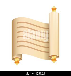 paper scroll flat icon on white background Stock Vector