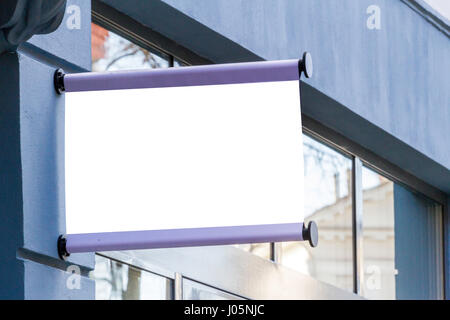 Signboard. Rectangular shape mock up on the wall Stock Photo