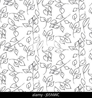 Hand drawn leaves seamless vector pattern. Stock Vector