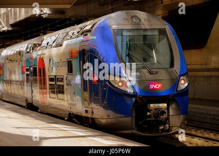 Train in Montparnasse station Stock Photo
