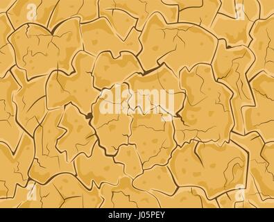 Drought surface earth texture. Dry cracked ground seamless background. Vector illustration Stock Vector