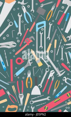 Tools seamless background. Construction, repair pattern vector